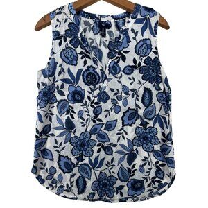 Gap Womens Top Sz S Blue Floral Slvless Tank ButtonUp Boho Cottage Casual Fairy